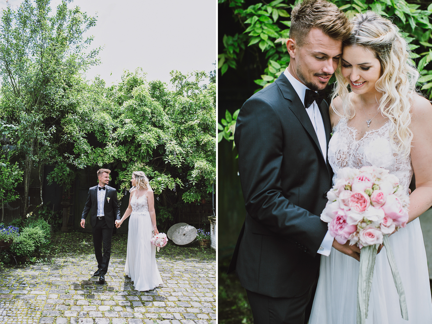 Die Hochzeit von Ronny und Patrizia Philp in der Alten Gärtnerei in Taufkirchen mit einem Brautkleid von Kaviar Gauche und Rockstuds von Valentino